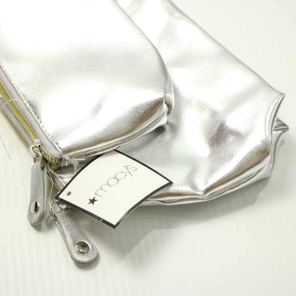 Macy's Two Piece Silver Pouch Makeup Bag Set - Picture 2 of 7